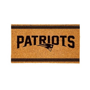 Evergreen New England Patriots Logo Turf Mat, Brown- 28 x 16 Inches Indoor Outdoor Doormat - 1 of 4