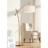 Possini Euro Design Raymond Modern 69" Tall Arc Floor Lamp with Smart Socket Warm Gold Adjustable Off-White Shade for Living Room Reading - 2 of 4