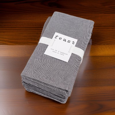 Overbrook Dark Gray Chambray Cotton Napkins Set of 8