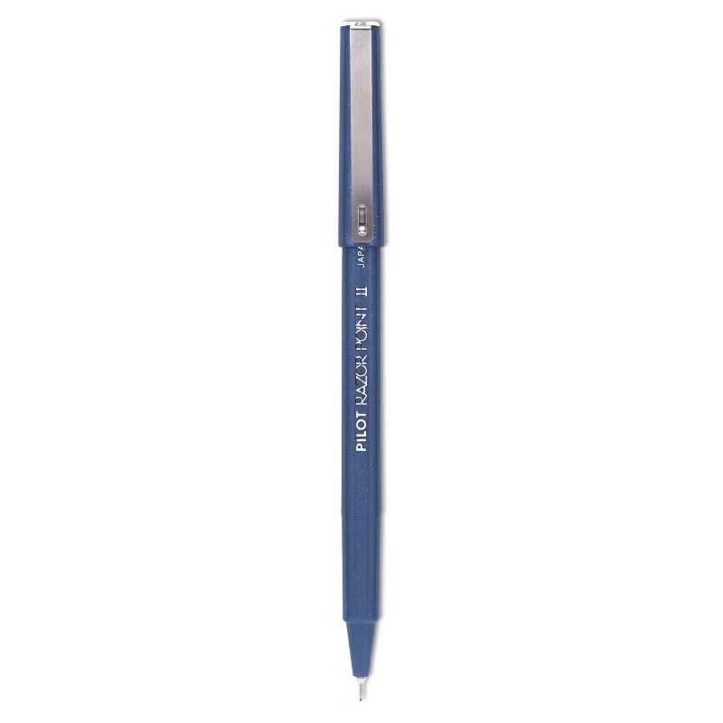 Pilot Razor Point II Super Fine Marker Pen Blue Ink .2mm Dozen 11003, 1 of 4