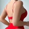 Clotth Ladies Christmas Cut-Out Bodysuit – Halter Lace See-Back Teddy, Sheer Waist-Hug Lingerie, Cute One-Piece Sleepwear, Red - 2 of 4