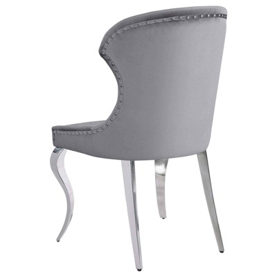 Cheyanne Dark Gray Velvet Upholstered Side Chair with Metal Legs