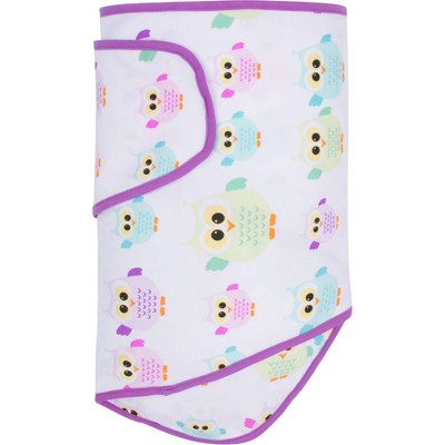  Miracle Blanket Swaddle Wrap - Owls with Purple Trim 