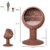 Munora Elevated Cat Bed, Rotatable Egg Chair Pod with Thick Cushion, Natural Mat Grass Woven Kitty House, Brown - 3 of 4