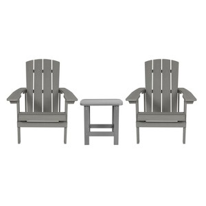 Merrick Lane Set of 2 All-Weather Adirondack Patio Chairs with Matching Side Table - 1 of 4