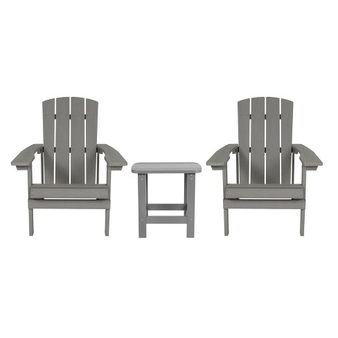 Merrick Lane Set of 2 All-Weather Adirondack Patio Chairs with Matching Side Table - image 1 of 4