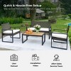 Outdoor Patio Conversation Set with Brown Wicker and Wood Coffee Table, Weather-Resistant Cushions for Backyard or Balcony -3irtyhousy - 2 of 4