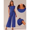 Allegra K Women's Sleeveless Ruffle High Waist Wide Legs Belted Jumpsuits - 2 of 4