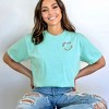 Simply Sage Market Women's Embroidered Small Floral Heart Mini Short Sleeve Garment Dyed Tee - 2 of 4