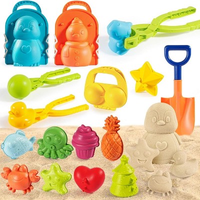 Probe Hues Beach Toys Set 18pc Shovels Molds Mesh Bag for Kids