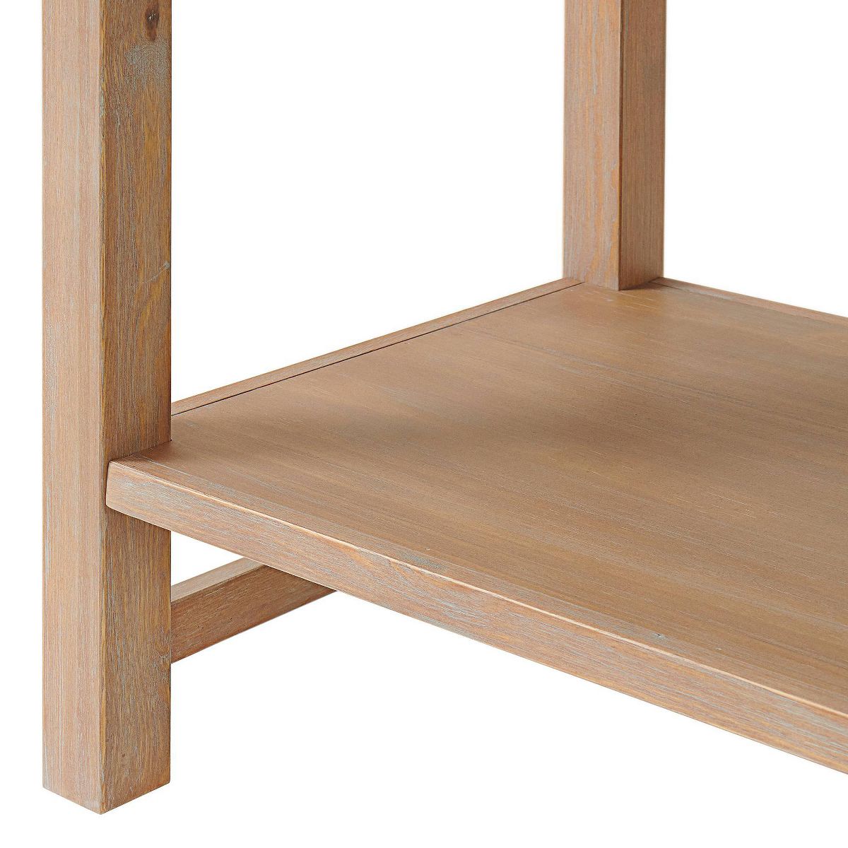 Arden 2 Drawer Wood Nightstand with Open Shelf Light Driftwood - Alaterre Furniture: Solid Pine Bedside Storage - thumbnail 7