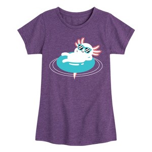 Girls' - Instant Message - Axolotl Pool Floatie Fitted Short Sleeve Graphic T-Shirt - 1 of 4