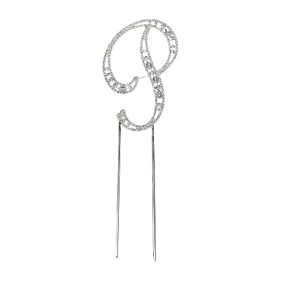 O'Creme Silver Rhinestone 'Letter P' Cake Topper