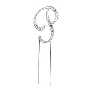 O'Creme Silver Rhinestone 'Letter P' Cake Topper - 1 of 2
