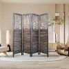 XIYUYEU Room Divider Wooden Carved Folding Privacy Screens Foldable Panel Wall Divider for Office, Restaurant - 2 of 4
