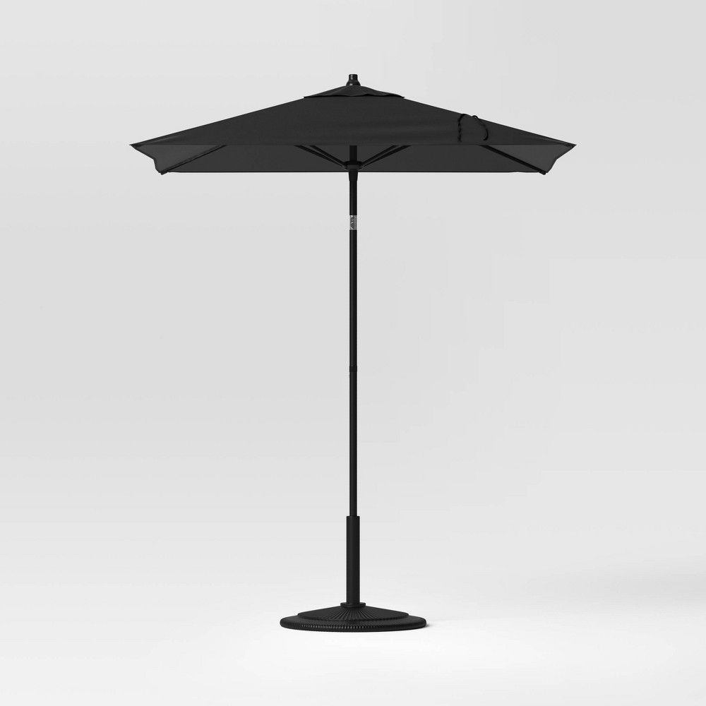 Photos - Parasol 6' Square Outdoor Patio Market Umbrella Charcoal with Black Pole - Threshold™