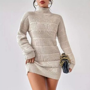 Coolmee Women's Winter Sweater Dress Long Sleeve Turtleneck Chunky Knitwear Dress Pullover Bodycon Sweater Dress - 1 of 4