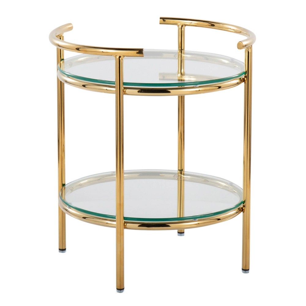 Photos - Dining Table Rhonda Side Table Gold/Clear Glass - LumiSource