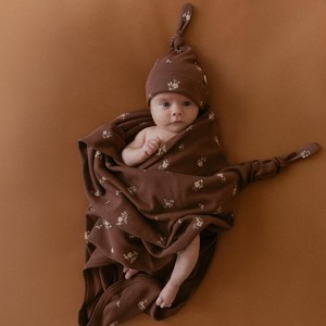 Makemake Organics Organic Swaddle Blanket & Hat Set - Birch - 1 of 4