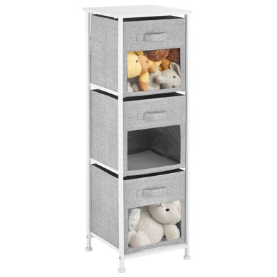 mDesign Vertical Furniture Storage Tower with 3 Fabric Drawer Bins : Target