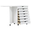 vidaXL Rolling Cabinet White Solid pine wood, engineered wood, plastic - 4 of 4