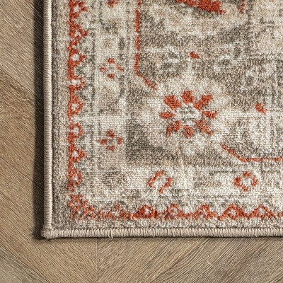 Beige Medallion Synthetic Runner Rug 2'6" x 8'