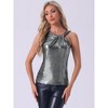 Allegra K Women's Metallic Shiny Sparkly Party Club Twist Knot Tank Top - 3 of 4