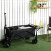 Outsunny Collapsible Wagon, Graden Carts with Wheels, Adjustable Handle, Folding Table and Cup Holders - 2 of 4