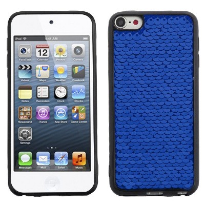 MYBAT For Apple iPod Touch 5th Gen/6th Gen Blue Silver Sparkling Sequin Rubber Case