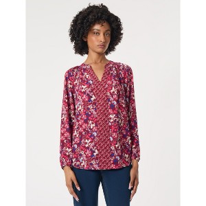 Jones New York Printed Long Sleeve Raglan Blouse - S - 1 of 3
