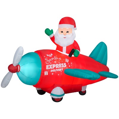 Gemmy Animated Christmas Inflatable Santa in Vintage Plane, 5 ft Tall, Multi