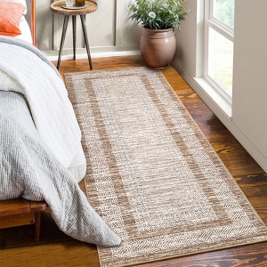 Modern Bordered Area Rugs Washable Geometric Floor Carpet - 1 of 4
