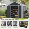 Outdoor Storage Shed, Resin Shed with Floor & Lockable Doors, All Weather Plastic Sheds with Window Dark Grey - 3 of 4