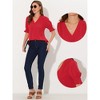 Allegra K Women's Bubble Sleeve V Neck Short Sleeve Blouse - 2 of 4
