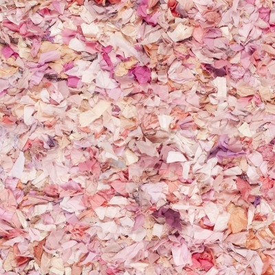 Ivory and Pink Round Tufted Shag Area Rug, 6'
