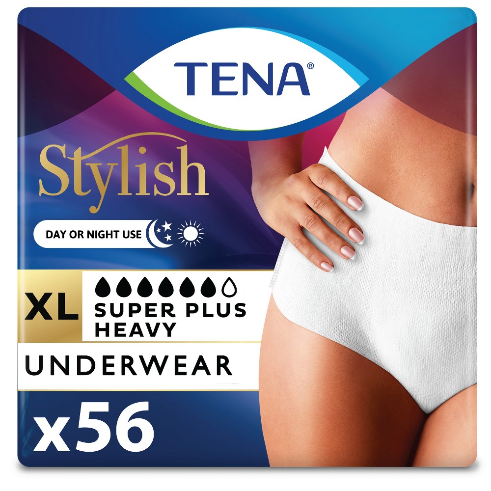 TENA Stylish Incontinence Underwear for Women - Super Plus Absorbency - XL - 56ct