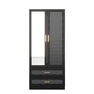 Keloyid Black Wood 31.5 in. Armoire with 2 Drawers and 1 Shelves - 1 of 4