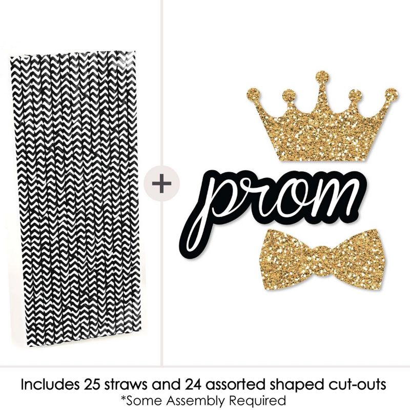 Big Dot of Happiness Prom - Paper Straw Decor - Prom Night Striped Decorative Straws - Set of 24, 3 of 9