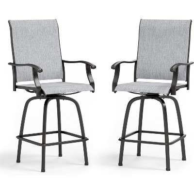 Simple Trending 2, Bar Height Patio Chair,High Top Patio Chairs, Supports 300 lbs (Grey Fabric)