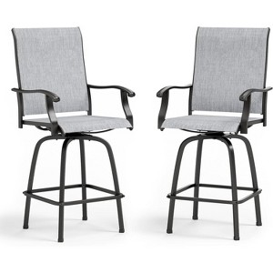 Simple Trending 2, Bar Height Patio Chair,High Top Patio Chairs, Supports 300 lbs (Grey Fabric) - 1 of 4