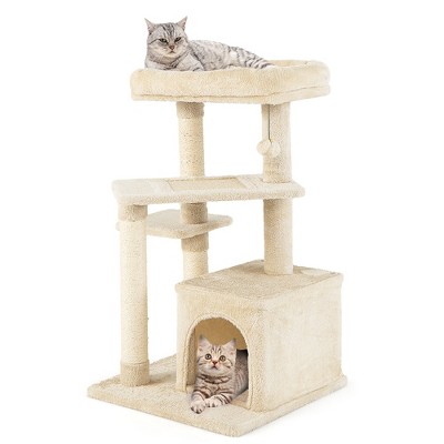 Tangkula Cat Tree Indoor Activity Cat Tower w/ Perch & Hanging Ball for Play Rest