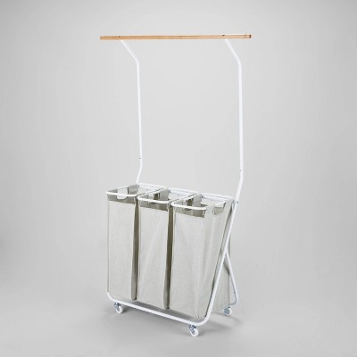 Rolling Triple Laundry Sorter with Hangbar - Brightroom&#8482;