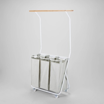 Heavy-Duty 3-Bin Rolling Laundry Sorter with Wheels