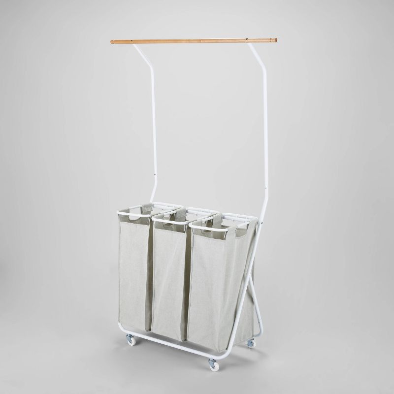 Rolling Triple Laundry Sorter with Hangbar - Brightroom&#8482;, 1 of 10
