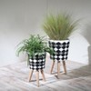 Gulches 2 Piece Ceramic Aztec Planters w/ Saucers, Sizes 4.5x4.5x4.5" & 6x6x5.75" - Perfect for Hall, Bedroom, Florist etc. - 2 of 4