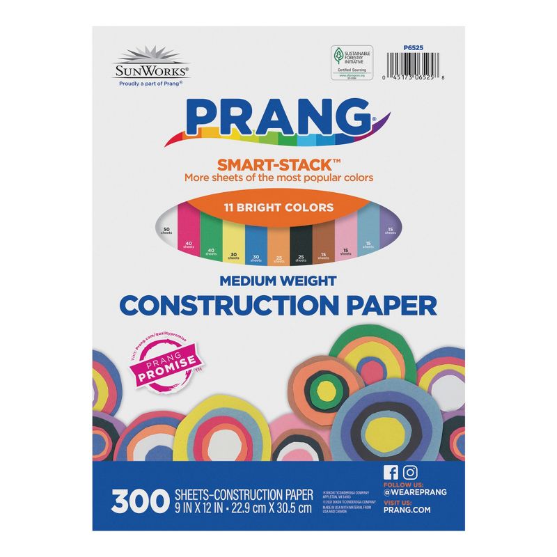 Prang Medium Weight Construction Paper, 9 x 12 Inches, Assorted Color, Pack of 300, 1 of 6