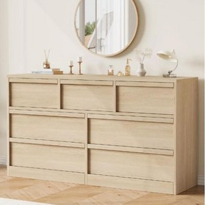 Drawer Dresser for Bedroom, 54" Wide Modern Double Dresser Organizer with Concave Handles, Wooden Chest of Drawers - 1 of 4