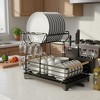 Fortune Candy 15.4'' Tall Dish Drying Rack with Bamboo Handle, 2-Tier Drying Rack for Apartments, Dorms, and Kitchens - 3 of 4