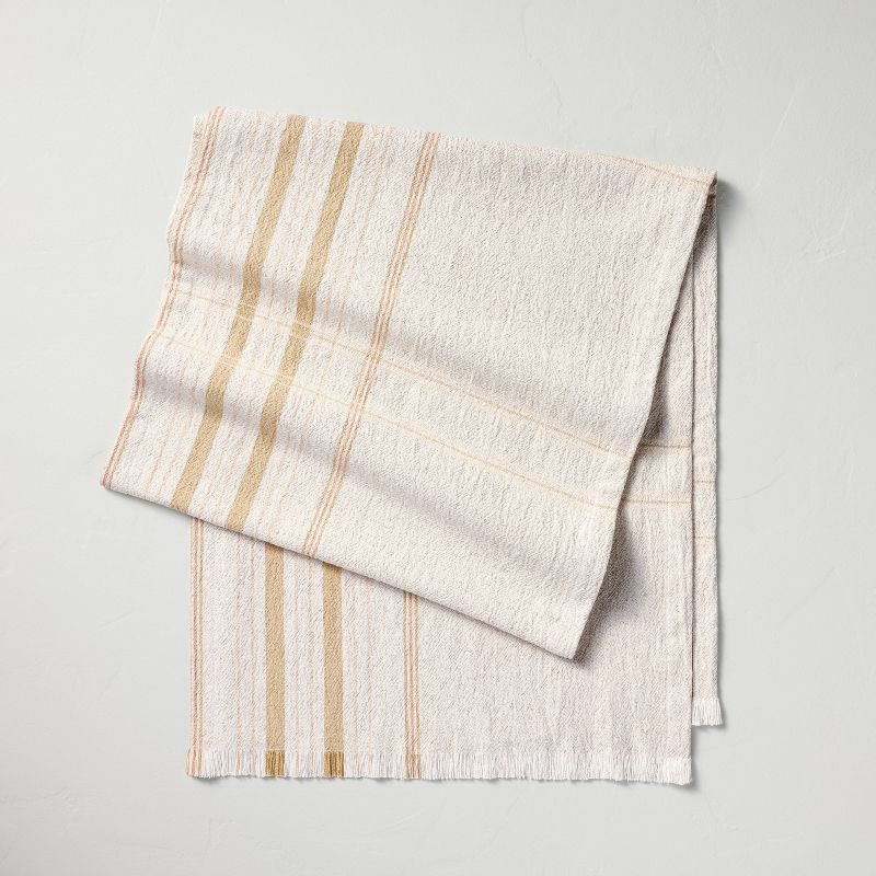 20&#34;x90&#34; Offset Plaid Woven Table Runner Light Tan/Blush - Hearth &#38; Hand&#8482; with Magnolia, 1 of 5
