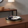Decorative Round Glass Tray with Edge Design for House Decor - Modern Home Decor Accents for Jewelry, Bed, or Trinket Dish - 16", Gold - 2 of 4